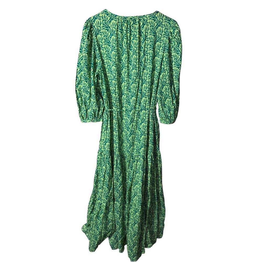 Whistles Green Climbing Vine Trapeze Midi Dress Size Large - Picture 5 of 12